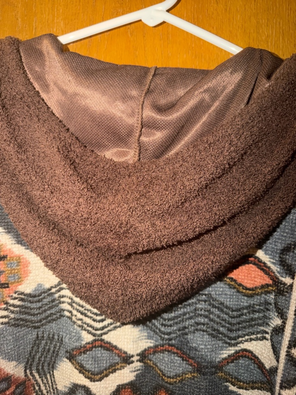 HEIMISH USA Women's Geometric Hooded Cardigan - Brown, Gray & Rust - Picture 3 of 3